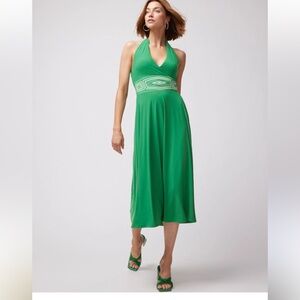 White House Black Market Green Halter Dress | size 10